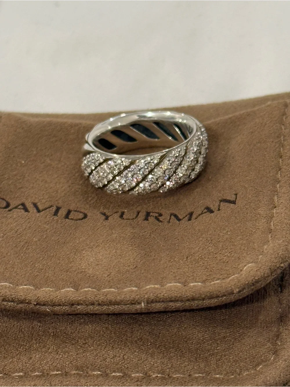 David yurman Sculpted cable Pave band ring